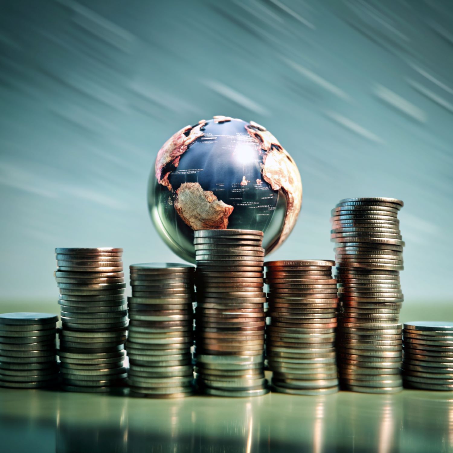 4k-hd-photo-globe-surrounded-by-stacks-coins-highresolution-finance-investment-imagqe